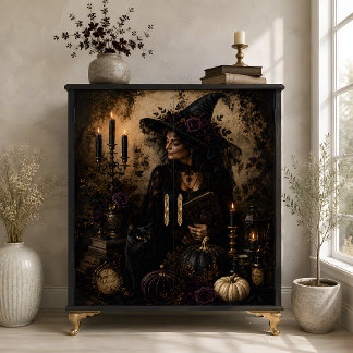 Papier Mousseline Art de sorcière vintage chat noir roses violettes