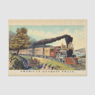 Papier Mousseline Art de train à vapeur vintage coloré, carte postal