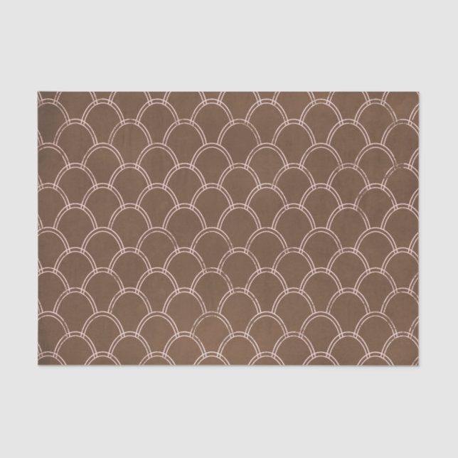 Papier Mousseline Art Déco Brown Gold Crafting papier de tissus (Recto)