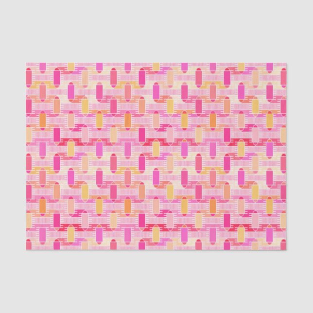 Papier Mousseline Art Déco chic industriel - rose, pêche, or (Recto)