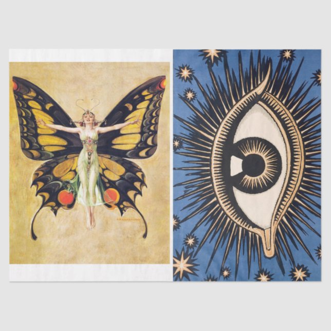 Papier Mousseline Art Déco Collage Découpaging Tissue Paper 1920's (Recto)