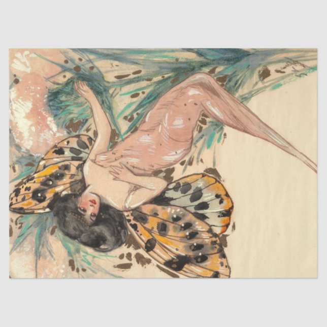 Papier Mousseline Art déco des années 1920 Art nouveau fées (Recto)