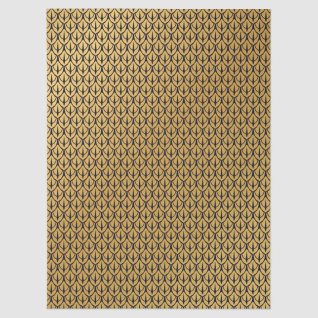 Papier Mousseline Art Deco Dragon Scales - Blue and Gold Scales (Recto)