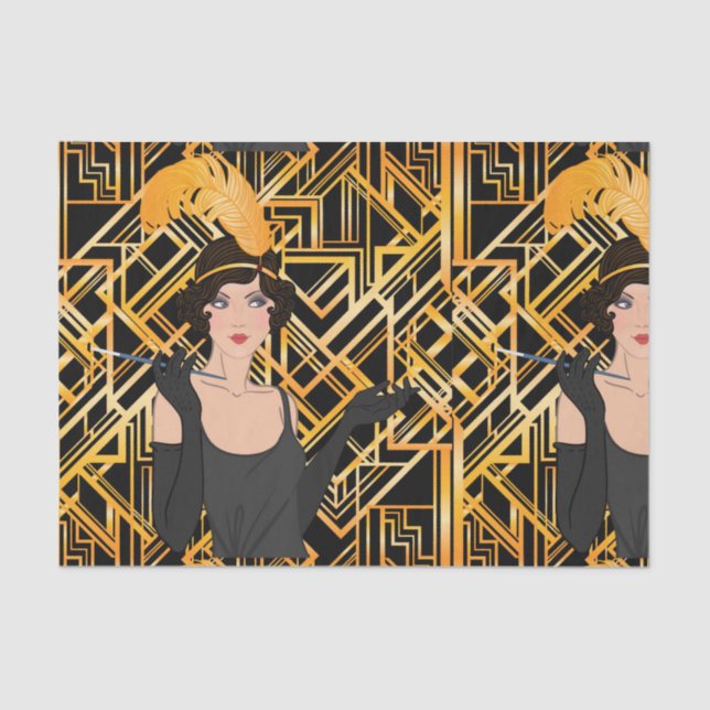 Papier Mousseline art déco, fille de nageoire, cru, grand Gatsby, (Recto)