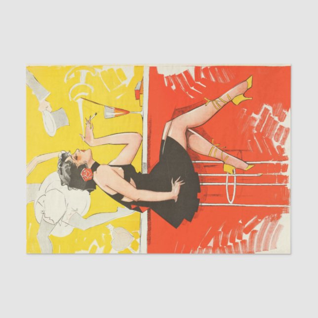 Papier Mousseline Art Déco Flapper Dancing Bar Scene 1920's Gatsby (Recto)