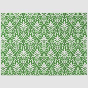 Papier Mousseline Art Déco Motif 01 - Blanc sur Green Forest