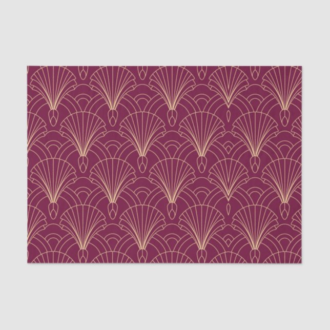 Papier Mousseline Art Deco pattern with gold geometric fan motifs  (Recto)