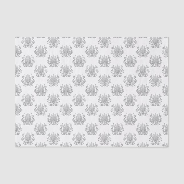 Papier Mousseline Art Déco Vintage Plume d'Argent Arabesque (Recto)