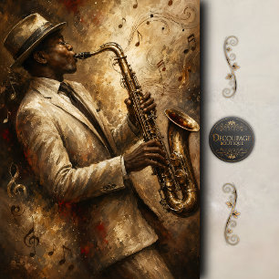 Papier Mousseline Art découpage de saxophone jazz vintage