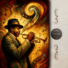 Art découpage trompette jazz vintage