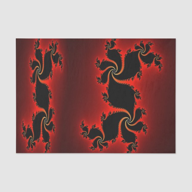 Papier Mousseline Art Dragon Fractal Rouge Profond (Recto)