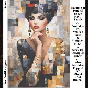 Papier Mousseline Art en style mosaïque de femme glamour EB7L découp
