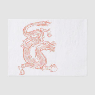 Papier Mousseline Art esquissé oriental rouge de dragon