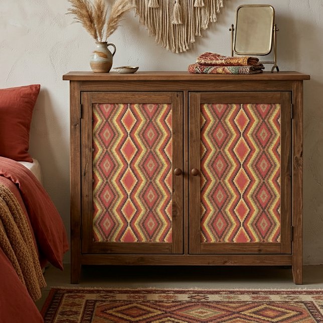 Papier Mousseline Art Ethnique Africain Rouge Vert Orange Jaune (Créateur téléchargé)