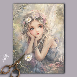 Papier Mousseline Art Fairy vintage avec Couronne Flower et margueri