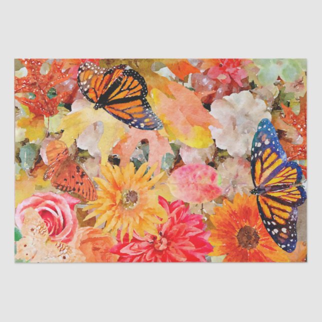 Papier Mousseline Art Fall Colors & Treasures With Monarch Butterfly (Recto)