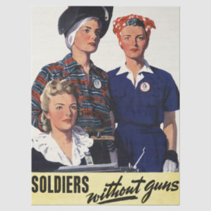Papier Mousseline Art féministe vintage de soldats de la Seconde Gue