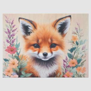 Papier Mousseline Art Floral Fox Cub