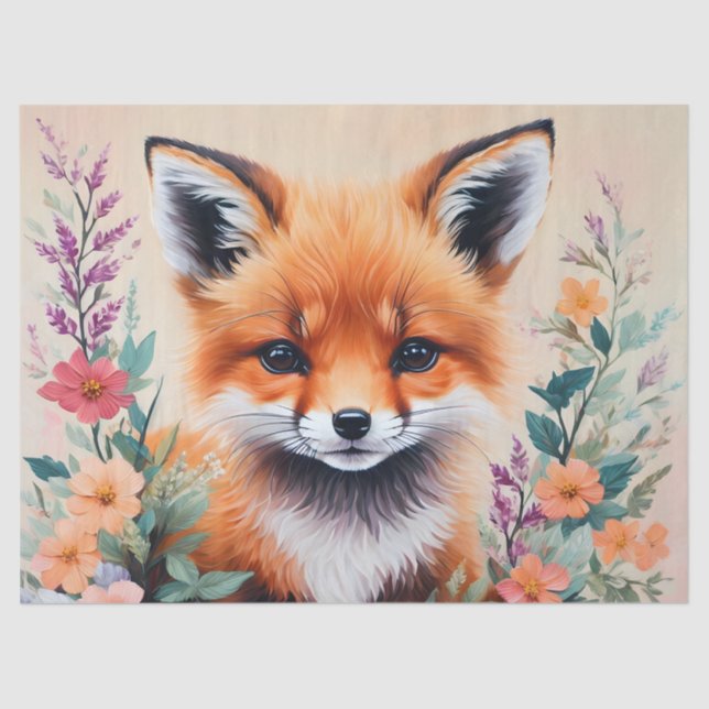 Papier Mousseline Art Floral Fox Cub (Recto)