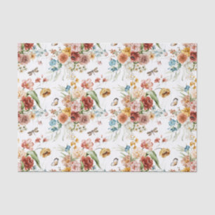 Papier Mousseline Art floral hollandais de nature morte rouge et or