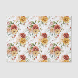 Papier Mousseline Art floral hollandais vintage rouge et or