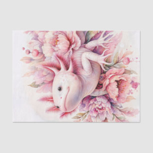 Papier Mousseline Art Floral Rose Axolotl