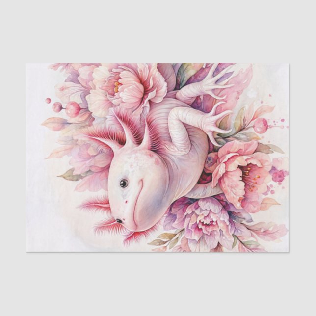 Papier Mousseline Art Floral Rose Axolotl (Recto)