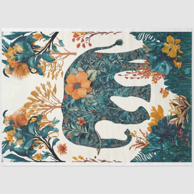 Papier Mousseline Art folklorique Floral Elephant Decoupage (Recto)