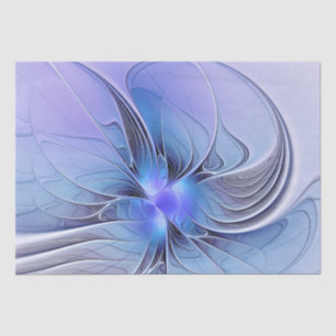 Papier Mousseline Art fractal moderne abstrait bleu lavande
