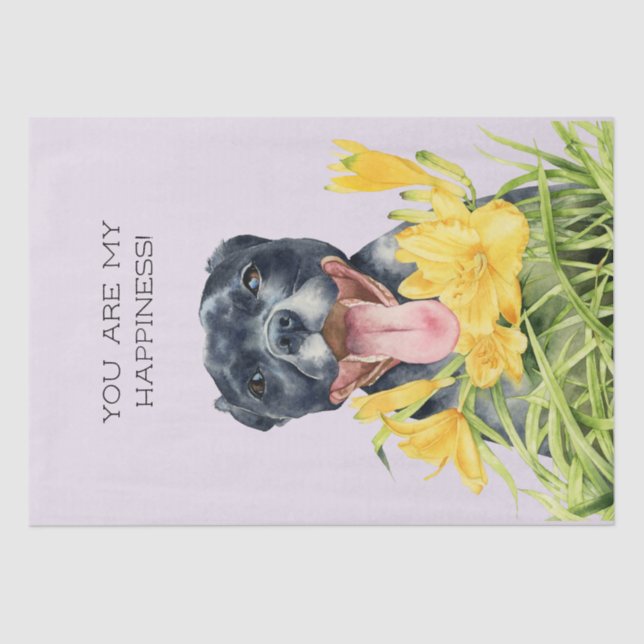 Papier Mousseline Art heureux de chien de pitbull (Recto)