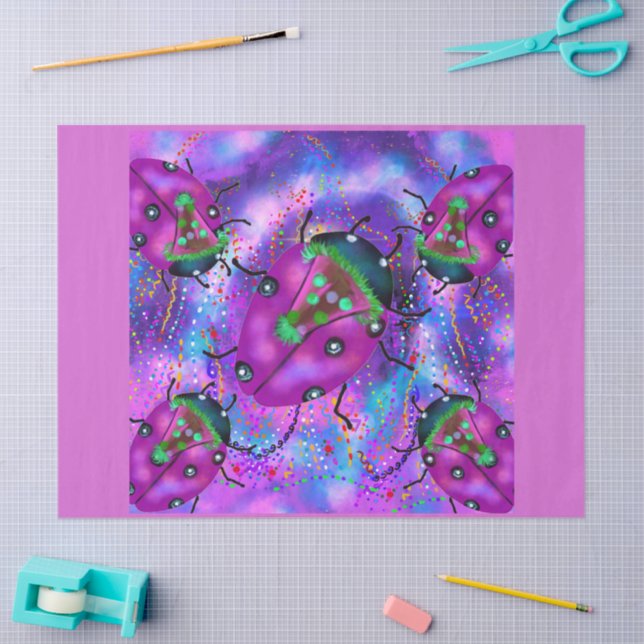 PAPIER MOUSSELINE ART LADYBUG (Artisanat)