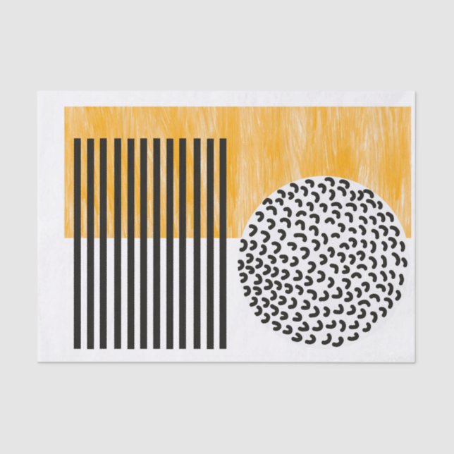 Papier Mousseline Art moderne du milieu du siècle orange et noir  (Recto)