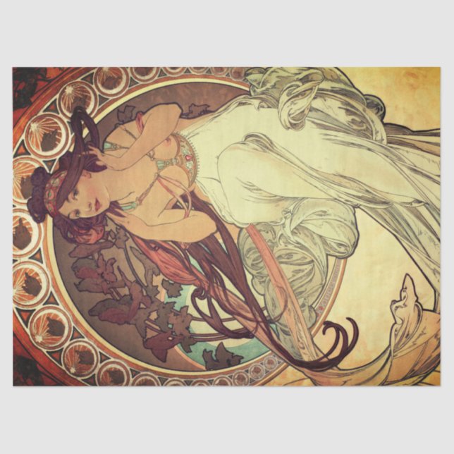 Papier Mousseline Art nouveau Alphonse Mucha elegant music muse (Recto)