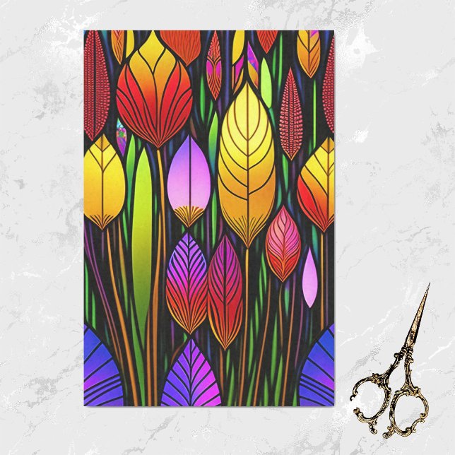 Papier Mousseline Art Nouveau Cattails Colorés Art (Créateur téléchargé)