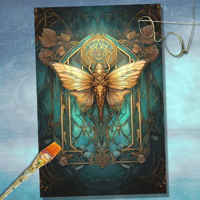 Papier Mousseline Art Nouveau Cicada 1 Document de découpage (Créateur téléchargé)