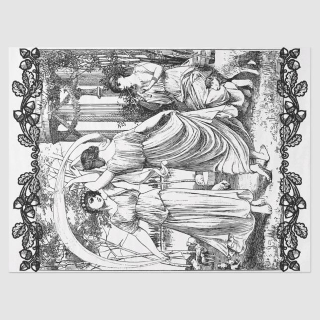 Papier Mousseline Art Nouveau Dames Danser Découpage Tissu papier (Recto)