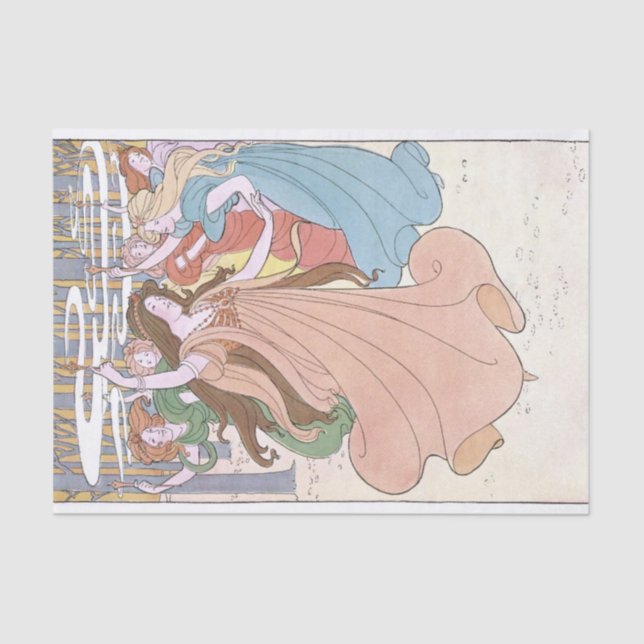 Papier Mousseline Art Nouveau Dancing Femmes Fée Découpage (Recto)
