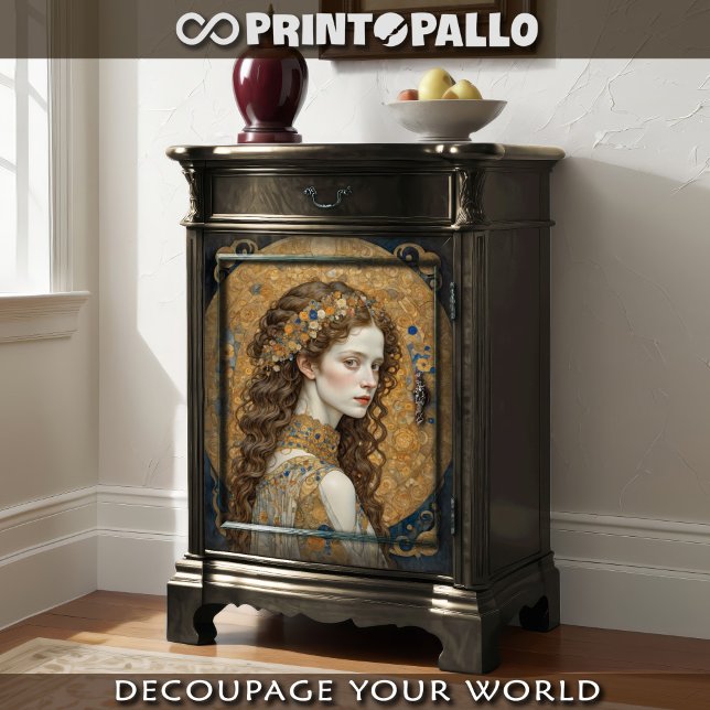 Papier Mousseline Art Nouveau Femme avec fleurs - Klimt hommage (Créateur téléchargé)