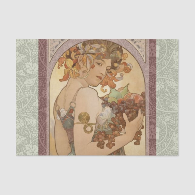 Papier Mousseline Art Nouveau Femme Mucha Belle (Recto)