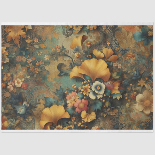 Papier Mousseline Art Nouveau Floral Decoupage Tissue Paper (Recto)
