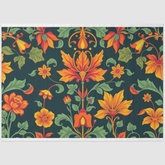 Papier Mousseline Art Nouveau Floral Decoupage Tissue Paper (Recto)