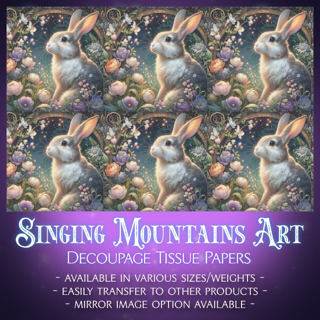 Papier Mousseline Art Nouveau Forêt Florale Rabbit Découpage Pâques (Créateur téléchargé)