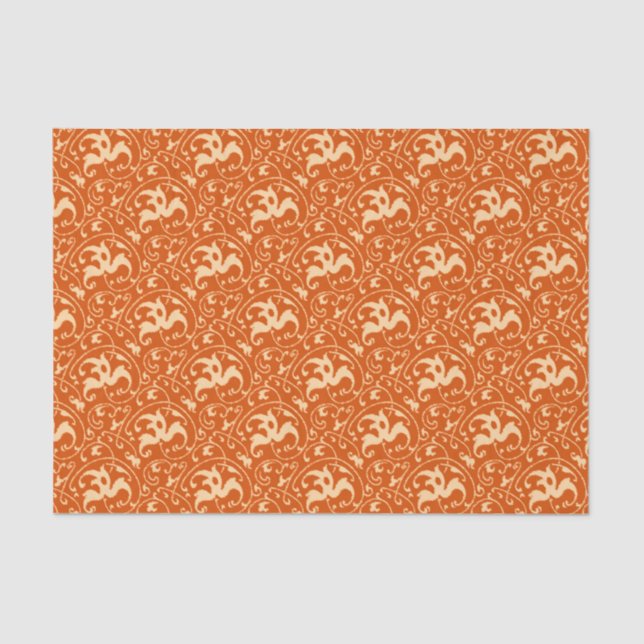 Papier Mousseline Art Nouveau Ikat - Mandarin Orange (Recto)