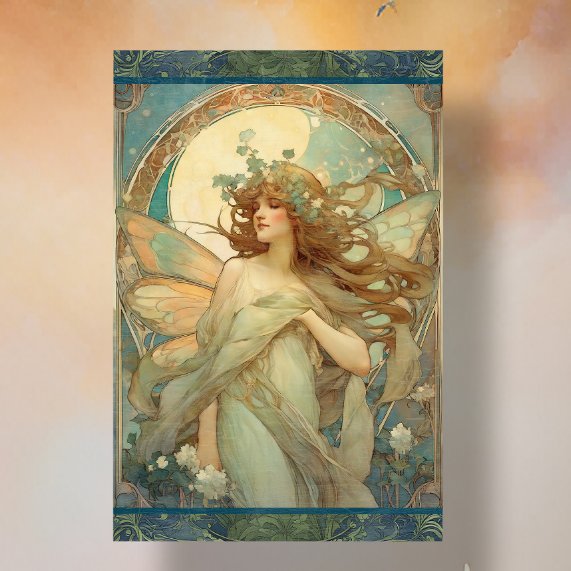 Papier Mousseline Art Nouveau Lady Fairy Alphonse Mucha Ephemera (Créateur téléchargé)
