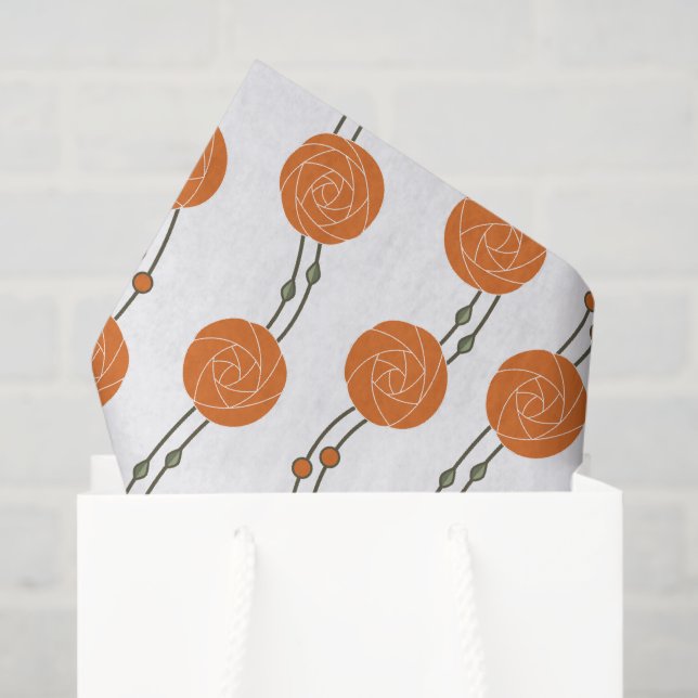 Papier Mousseline Art Nouveau Mackintosh Rose Stripes Orange (Sac cadeau)