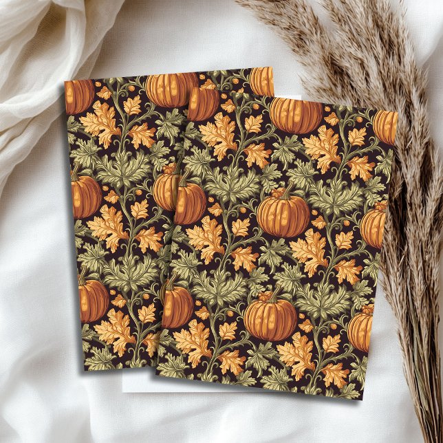 Papier Mousseline Art nouveau Morris automne citrouille pastel vert (Art nouveau Morris autumn pumpkin pastel green Tissue Paper)