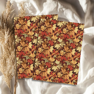 Papier Mousseline Art nouveau Morris automne feuilles orange rouge