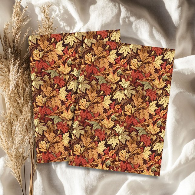 Papier Mousseline Art nouveau Morris automne feuilles orange rouge (Art nouveau Morris fall autumn leaves orange red Tissue Paper)