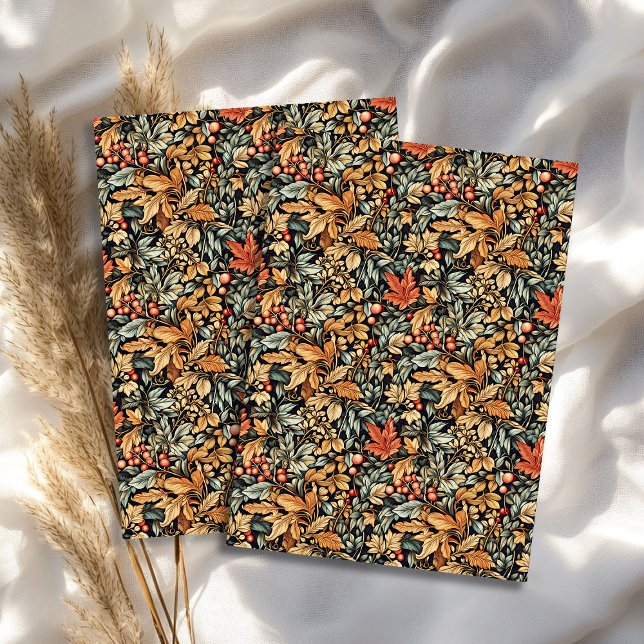 Papier Mousseline Art nouveau Morris automne feuilles vert pastel (Art nouveau Morris fall autumn leaves pastel green Tissue Paper)