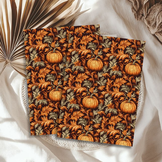 Papier Mousseline Art nouveau Morris automne terre cuite ivoire brun (Art nouveau Morris fall terracotta ivory brown Tissue Paper)